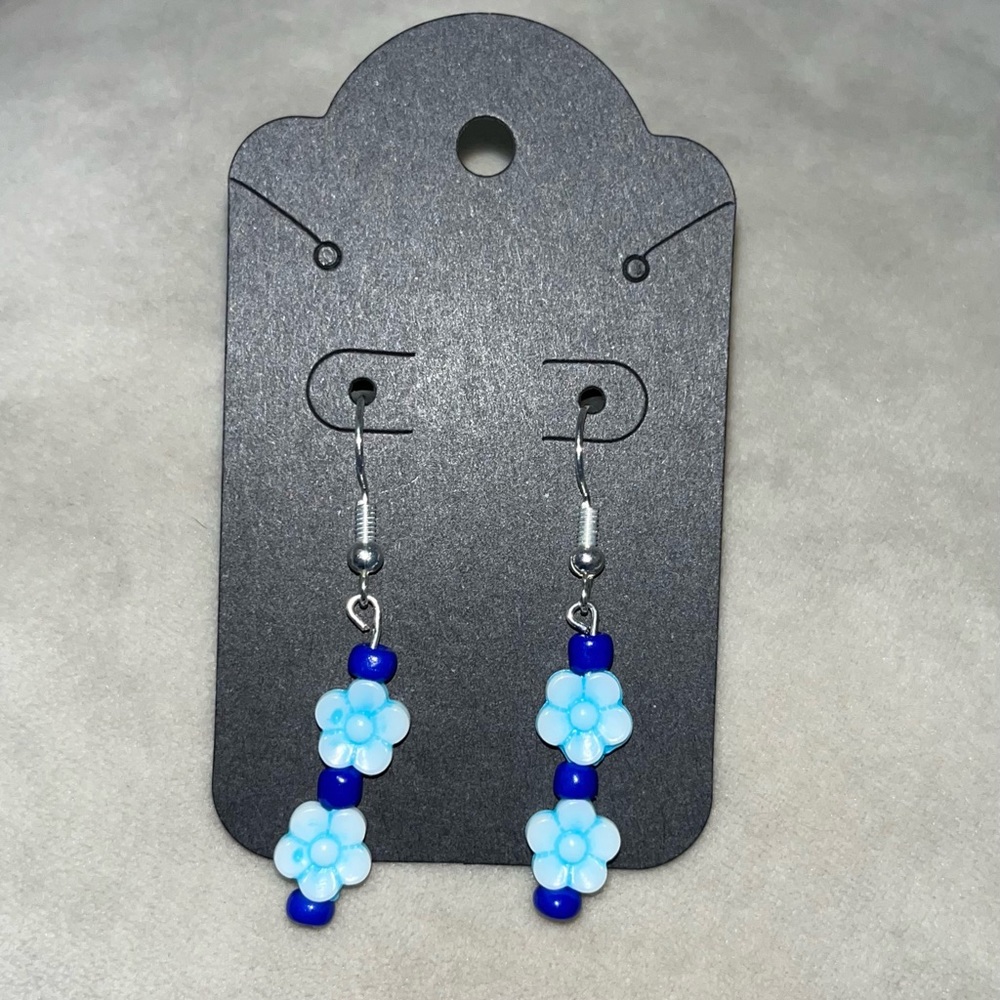 Blue flower earrings